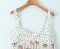 Patchwork Floral Print Sling Mini Dress
