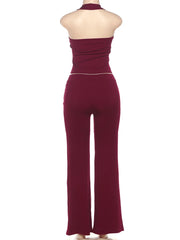 Maroon jumpsuit on a mannequin