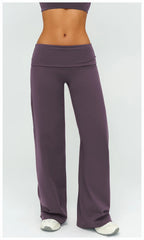 Wide Leg Fold Over Low Rise Flare Yoga Sweatpants