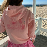 Beach Coral Embroidered Hooded Sweatshirt