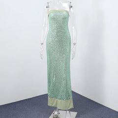Strapless Sequin Maxi Dress