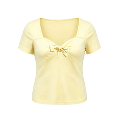 Front Bow Knot Short Sleeve T-Shirt