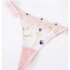 Sheer Embroidered Trim Nightdress with Panties Lingerie Set