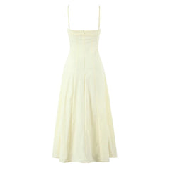 Solid Straight Neck Cami Strap Midi Dress