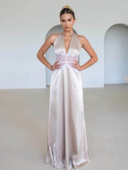 Satin Lace Patchwork V-neck Midi Dress
