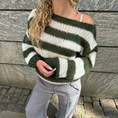 Striped Crew Neck Knit Sweater