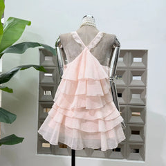Halter 3D Flower Tiered Ruffle Mini Dress