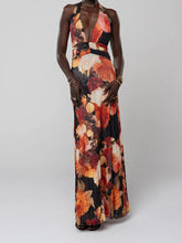 Halter Tie Up Floral Print Maxi Dress