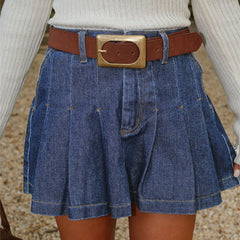 Denim Pleated Skirt