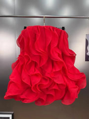 Strapless Frill Fold Mini Dress