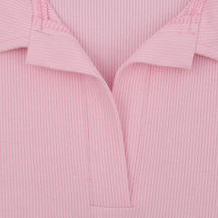 Polo Collar Short Sleeve Ribbed Knit T-Shirt And Shorts Set