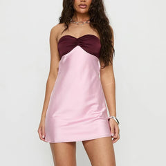 Satin Pink Two Tone Mini Tube Dress