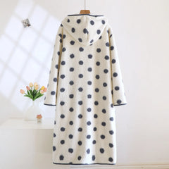 Polka Dot Plush Bathrode Nightgown