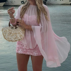 Sheer Chiffon Shawl Wrap Cover-up