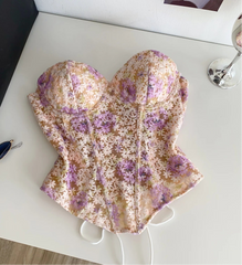 Strapless Floral Sleeveless Corset