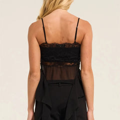 Lace Ruffle Long Trim Cami Top