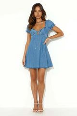 Short Sleeve Denim Mini Dress