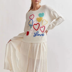 Heart Embroidery Sweater