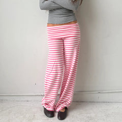 Striped Fold Over Wide Leg Pants