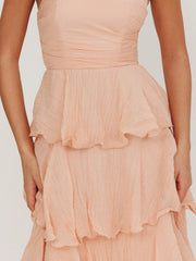 Ruffled Tube Tiered Cake Long Dress