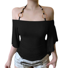 Halter Neck Beaded Strap Top
