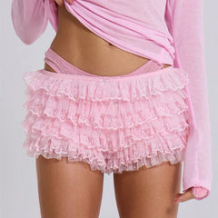 Lace Ruffle Shorts Layered Bloomers