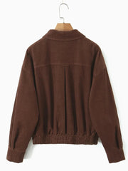 Brown Coudroy Zipper Jacket