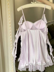 Chiffon Pleated Chest Pads Fold Nightdress