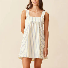 Babydoll Square Neck Back Bow Tie Mini Dress