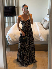 Leopard Sling Strap Long Dress