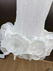 Sheer Strap 3d Flower Frill Mini Dress