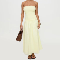 Yellow Smocked Tube Top