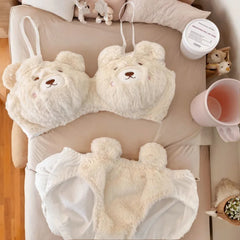 Plush Cartoon Bear Bra Set