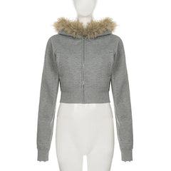 Furr Trim Crop Hoodie