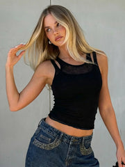 Sheer Double Strap Tank Top