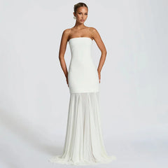 Steapless Mesh Patchwork Maxi Dress With Scarf