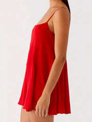 Red Sleeveless Thin Strap Mini Dress