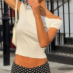Off Shoulder Knitted Tank Top
