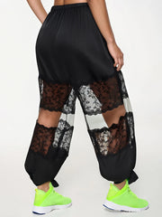 Black Lace Patchwork Wide Pants