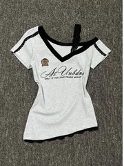 Grey Lace Sport Off shoulder Top