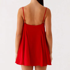 Red Sleeveless Thin Strap Mini Dress