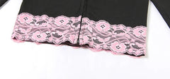 Black Lace Patchwork Zipper Sweatshirt And Track Pants Set