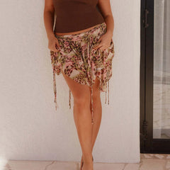 Animal Print Ruffled Low Rise Short Skirt