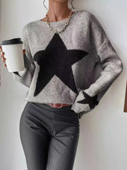 Star Pattern O-Neck Sweater Pullover