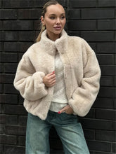 Teddy Faux Fur Zipper Crop Jacket