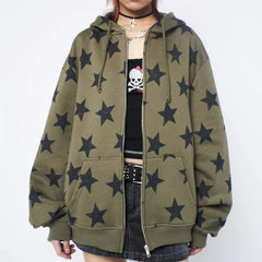 Green Star Zip Up Hoodie