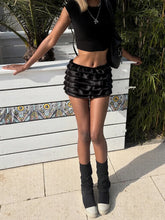 Black Furry High Waist Shorts