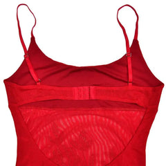 Red Spaghetti Strap Backless Mini Rhinestone Dress