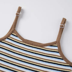 Striped Ribbed Tank Top and Shorts Lounge Set