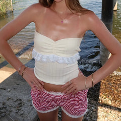 Charming Y2K Low-Rise Bloomers - Subtle Pattern & Lace Trim